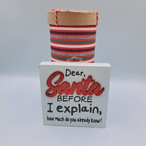 Holiday Glitter Giftbox & Christmas Sparkly Dear Santa Sign